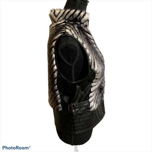 Guess Black Grey & White Zip Up Vest Med - Picture 3 of 5